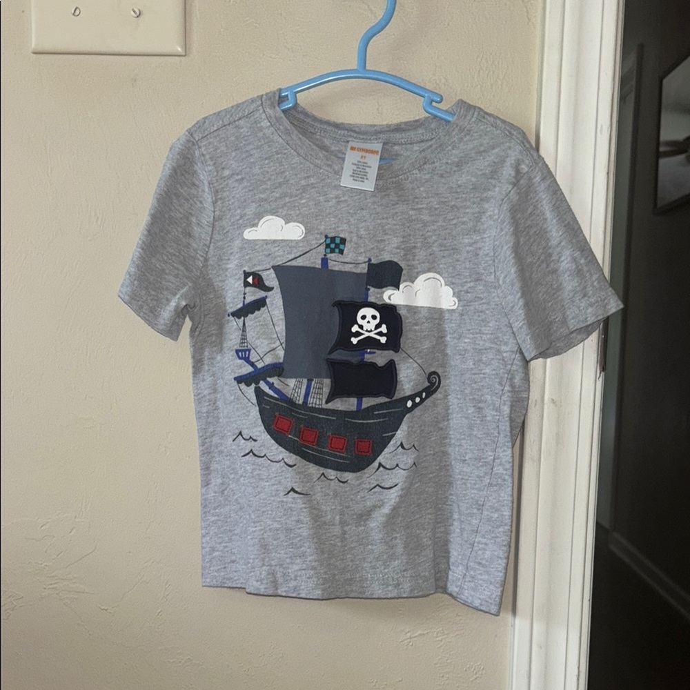 Gymboree Gray Pirate Ship Short Sleeve Tee